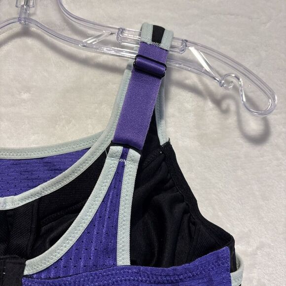 Glamorise 9166 Custom Control Black Purple High Impact Sports Bra Size 34DD - Picture 10 of 16